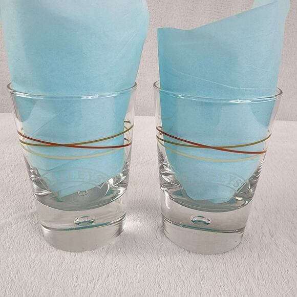 2 Baileys Irish Cream Rocks Glasses Suspended Bubble Thick Bottom Striped - Picture 5 of 11